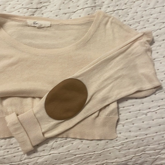 Beige Long Sleeve Pullover Sweater with Elbow Patches - Picture 5 of 6